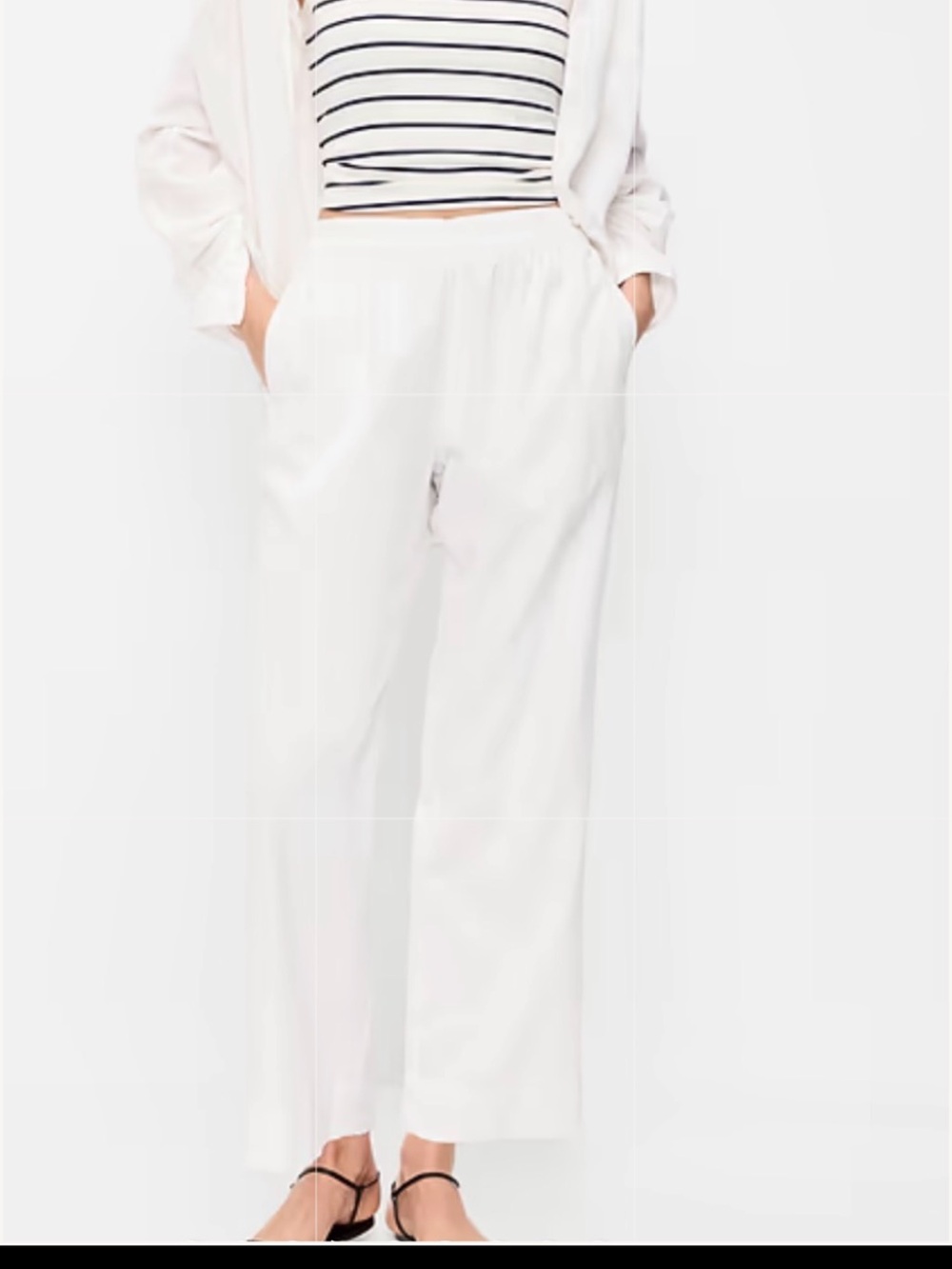 Old Navy Ladies Bright White Linen Blend Drawstring Waist Ankle Pants Small